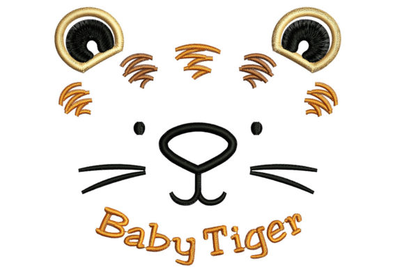 Baby Tiger Face: A Charming Addition to Child-Centric Embroidery