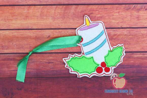 Decorative Candle Ornament: A Holiday Charm for Small Batch Embroidery Sellers