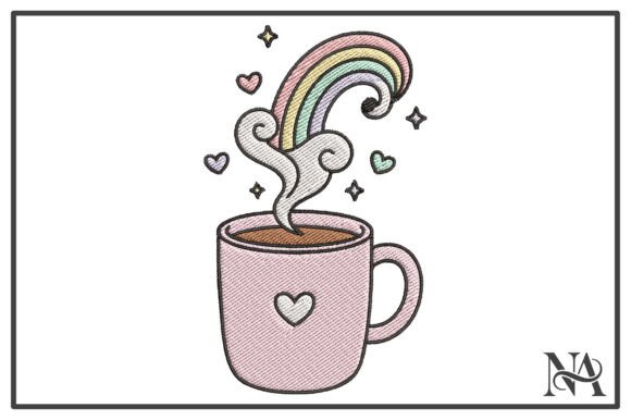 Magical Rainbow Coffee Mug Embroidery Design Review