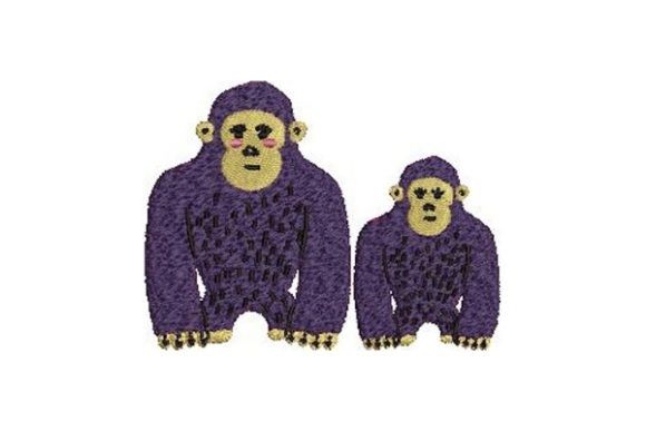 Mom and Baby Gorillas: A Charming Embroidery Design for Craft Markets