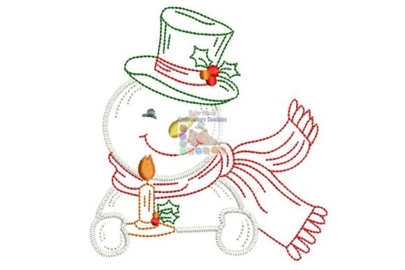 Snowman with Candle: A Charming Embroidery for Small Business Merch